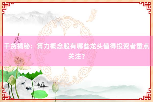 干货揭秘：算力概念股有哪些龙头值得投资者重点关注？