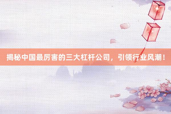 揭秘中国最厉害的三大杠杆公司，引领行业风潮！
