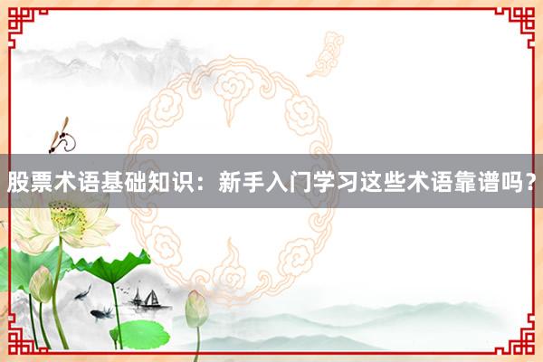 股票术语基础知识：新手入门学习这些术语靠谱吗？